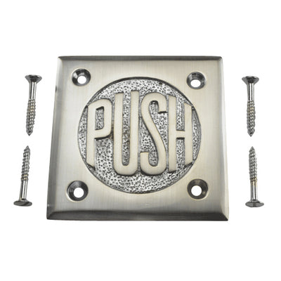 2 3/4 Inch Brass Classic American "PUSH" Plate (Brushed Nickel Finish)