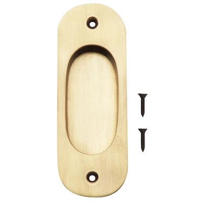 5 Inch Solid Brass Traditional Style Oval Pocket Door Pull (Antique Brass Finish)