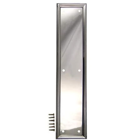 15 Inch Solid Brass Framed Push Plate (Polished Chrome Finish)