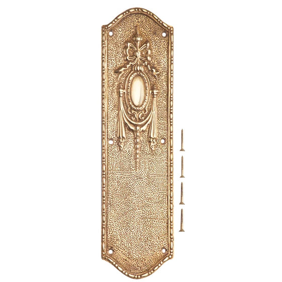 COPPER MOUNTAIN HARDWARE 11 Inch Ribbon & Bow Solid Brass Push Plate (Polished Brass Finish)