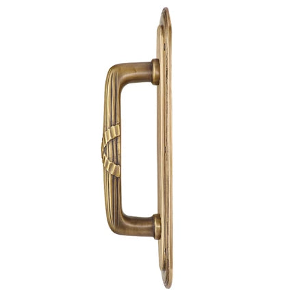 COPPER MOUNTAIN HARDWARE 10 1/2 Inch Art Deco Style Door Pull and Plate (Antique Brass Finish)