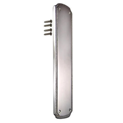 11 1/2 Inch Solid Brass Beaded Push & Plate (Polished Chrome Finish)