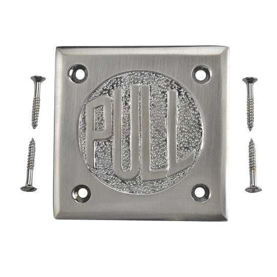 COPPER MOUNTAIN HARDWARE 2 3/4 Inch Brass Classic American "PULL" Plate (Brushed Nickel Finish)