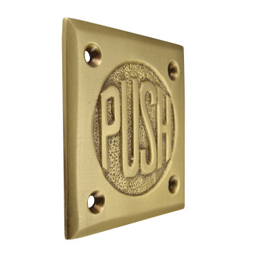 COPPER MOUNTAIN HARDWARE 2 3/4 Inch Brass Classic American "PUSH" Plate (Antique Brass Finish)