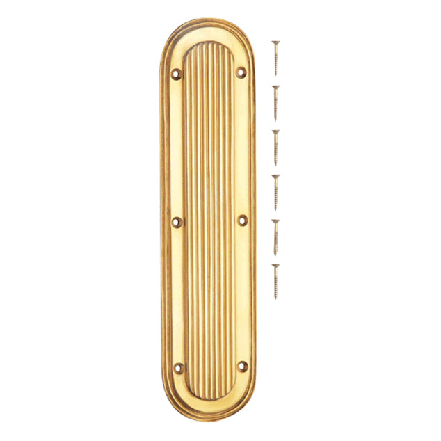 COPPER MOUNTAIN HARDWARE 10 1/2 Inch Classic Art Deco Solid Brass Push Plate (Lacquered Brass Finish)