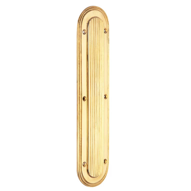 10 1/2 Inch Classic Art Deco Solid Brass Push Plate (Polished Brass Finish)