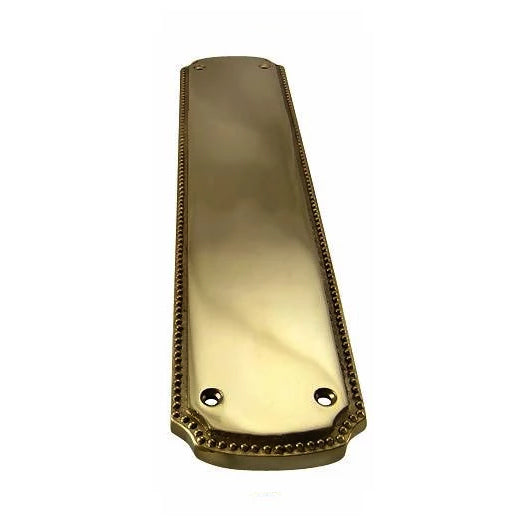 COPPER MOUNTAIN HARDWARE 11 1/2 Inch Solid Brass Beaded Push & Plate (Antique Brass Finish)