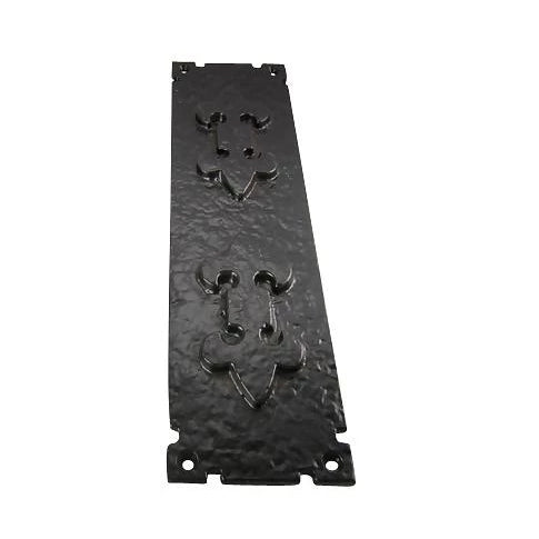 COPPER MOUNTAIN HARDWARE 11 1/2 Inch Solid Rough Iron Fleur de Lis Push Plate