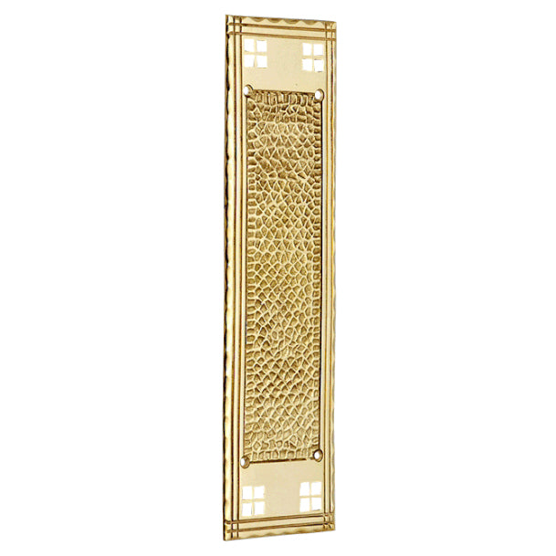 12 Inch Craftsman Style Push Plate (Lacquered Brass Finish)