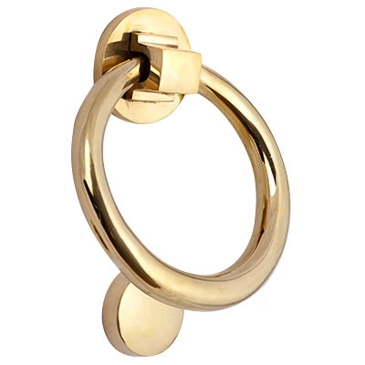 5 1/2 Inch (3 1/2 Inch c-c) Solid Brass Traditional Ring Door Knocker (Polished Brass Finish)