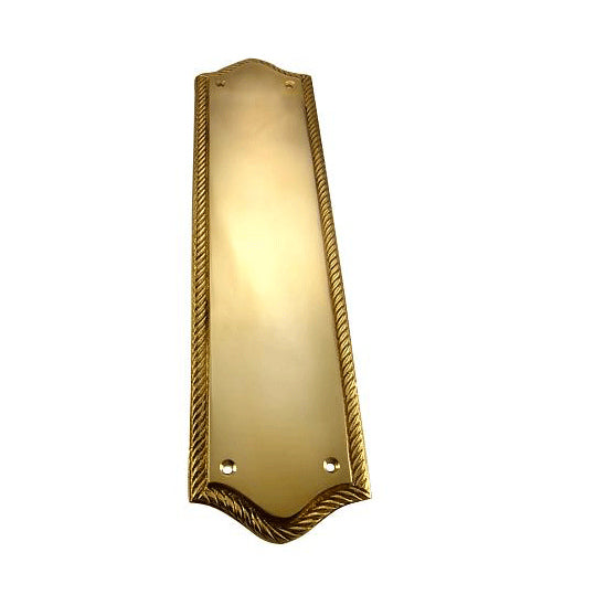 COPPER MOUNTAIN HARDWARE 12 Inch Georgian Oval Roped Style Door Push Plate (Lacquered Brass Finish)