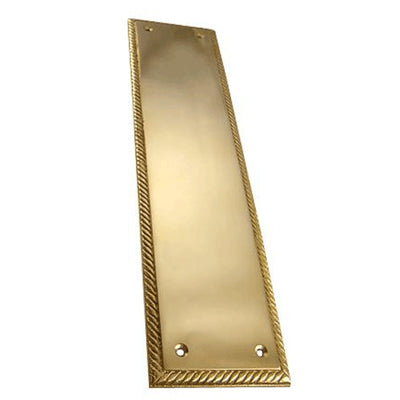 11 1/2 Inch Solid Brass Georgian Roped Style Door Pull and Plate (Lacquered Brass Finish)