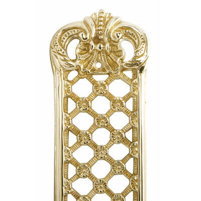12 Inch Solid Brass Finger Push Plate: Trellis Lattice Work (Lacquered Brass Finish)