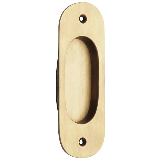 COPPER MOUNTAIN HARDWARE 5 Inch Solid Brass Traditional Style Oval Pocket Door Pull (Antique Brass Finish)