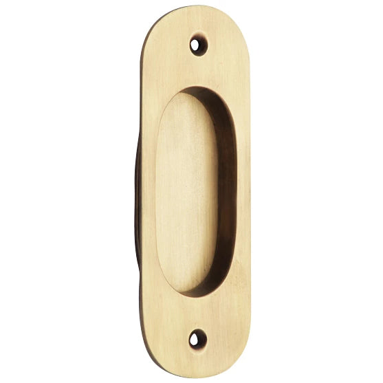 5 Inch Solid Brass Traditional Style Oval Pocket Door Pull (Antique Brass Finish)