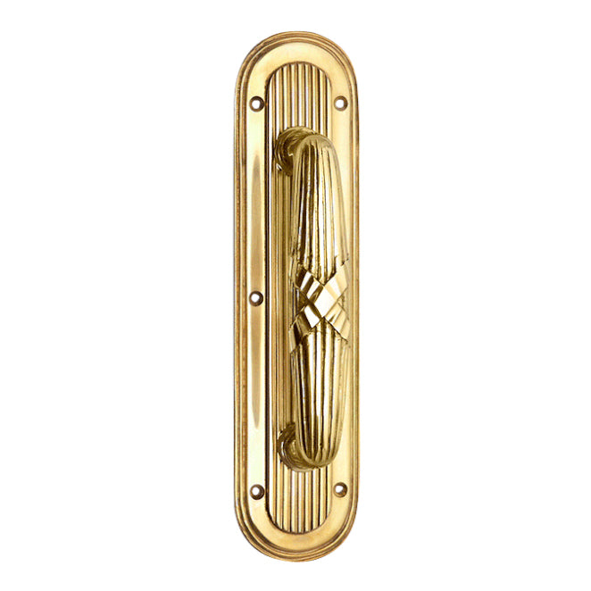 10 1/2 Inch Art Deco Style Door Pull and Push Plate (Polished Brass Finish)