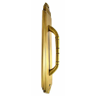 9 Inch Tall Art Deco Style Brass Pull Plate (Polished Brass Finish)