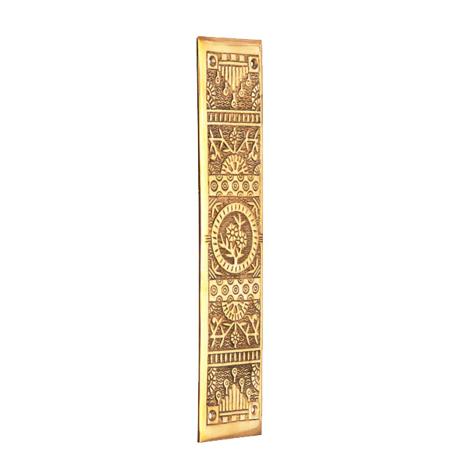 COPPER MOUNTAIN HARDWARE 11 1/4 Inch Eastlake Solid Brass Push Plate (Lacquered Brass Finish)