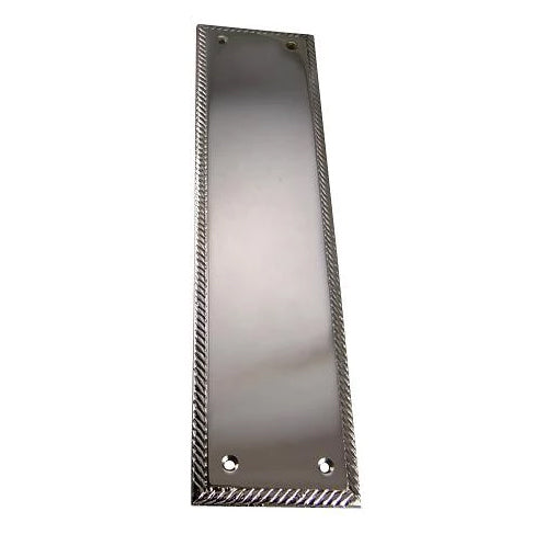 11 1/2 Inch Georgian Roped Style Door Push Plate (Polished Chrome)