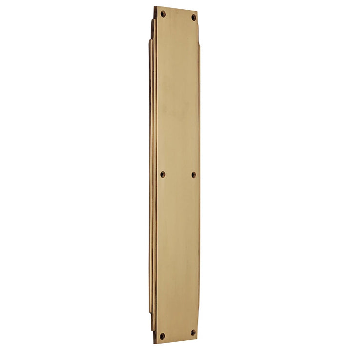 COPPER MOUNTAIN HARDWARE 14 Inch Solid Brass Art Deco Skyscraper Push Plate (Antique Brass Finish)