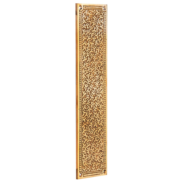 COPPER MOUNTAIN HARDWARE 12 Inch Solid Brass Rice Pattern Push Plate (Lacquered Brass Finish)