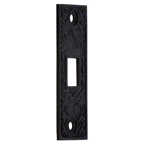 COPPER MOUNTAIN HARDWARE 2 1/4 Inch Solid Brass Rice Pattern Pocket Door Strike Plate (Oil Rubbed Bronze)