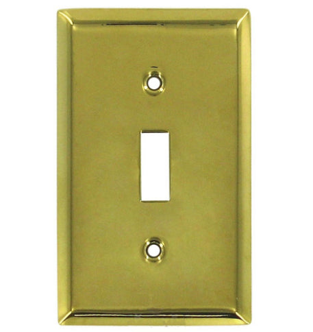 4 1/2 Inch Solid Brass Traditional Switch Plate (Polished Brass Finish)