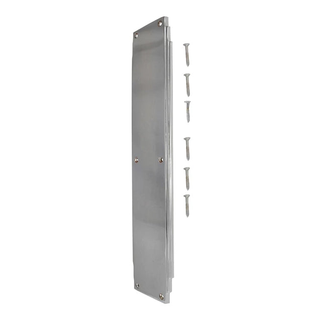 COPPER MOUNTAIN HARDWARE 14 Inch Solid Brass Art Deco Skyscraper Push Plate (Polished Chrome Finish)