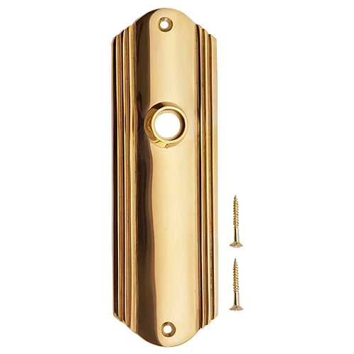 7 Inch Solid Brass Art Deco Door Back Plate (Polished Brass Finish) COPPER MOUNTAIN HARDWARE