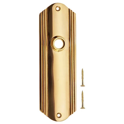 7 Inch Solid Brass Art Deco Door Back Plate (Polished Brass Finish)