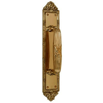 13 3/4 Inch Solid Brass Ribbon & Reed Door Pull and Push Plate (Antique Brass Finish)