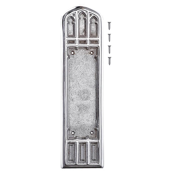 COPPER MOUNTAIN HARDWARE 12 1/4 Inch Gothic Push Plate (Polished Chrome Finish)