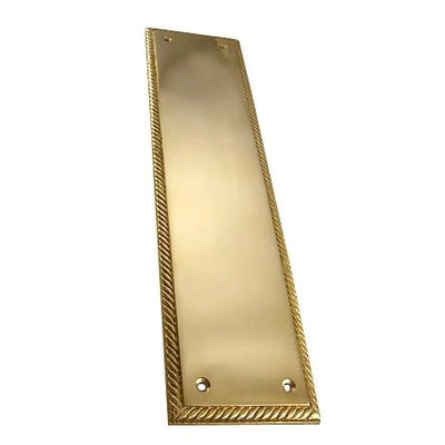 11 1/2 Inch Georgian Roped Style Door Push Plate (Polished Brass Finish)