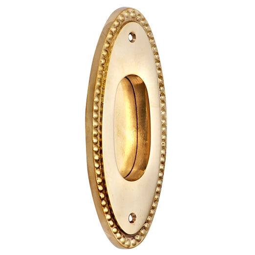 Copper Mountain Hardware 5 7/8 Inch Solid Brass Oval Beaded Door Pull (Polished Brass Finish)