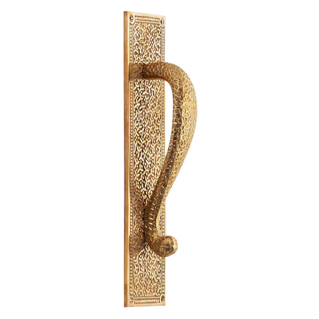 12 Inch Solid Brass Rice Pattern Door Pull (Lacquered Brass Finish)
