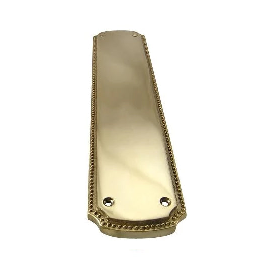 11 1/2 Inch Solid Brass Beaded Push & Plate (Polished Brass Finish)