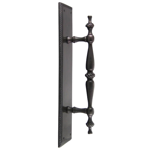 11 1/2 Inch Solid Brass Georgian Roped Style Door Pull and Plate (Oil Rubbed Bronze Finish)