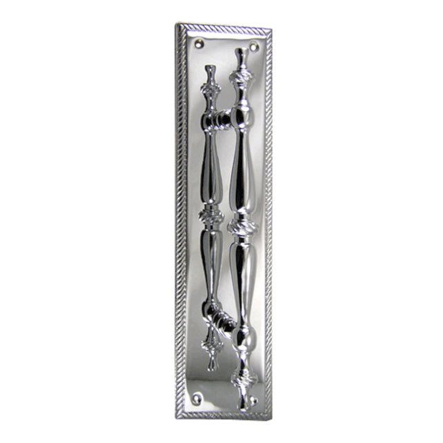 11 1/2 Inch Georgian Roped Style Door Pull and Push Plate (Polished Chrome Finish)