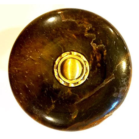 COPPER MOUNTAIN HARDWARE 1 Inch Tiger Eye Round Cabinet Knob (Antique Brass Finish)