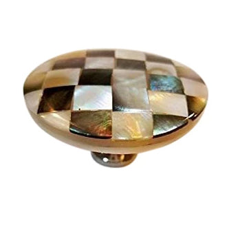 2 Inch Authentic Mother of Pearl & Abalone Oversized Cabinet & Furniture Knob (Polished Chrome Finish)