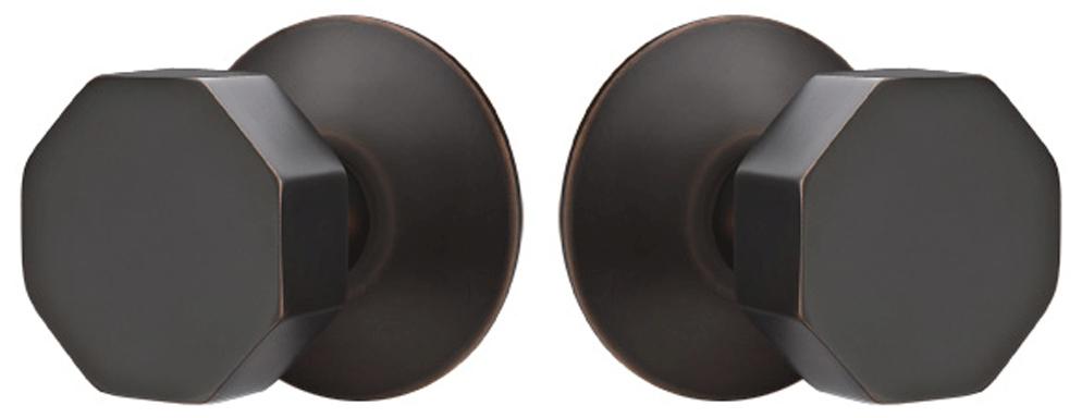 Solid Brass Octagon Door Knob Set With Modern Rosette (Many Finishes)