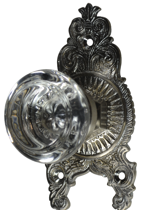 Savannah Round Crystal Ornate Victorian Door Knob Set