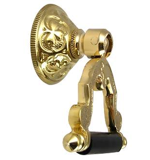 2 3/4 Inch Solid Brass and Ebony Wood Temple Drop Pull (Polished Brass Finish)