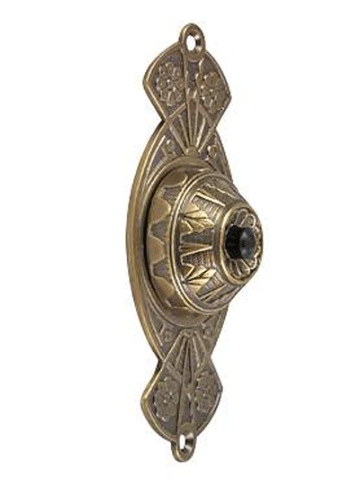 5 5/8 Inch Art Nouveau Flower Doorbell (Antique Brass)