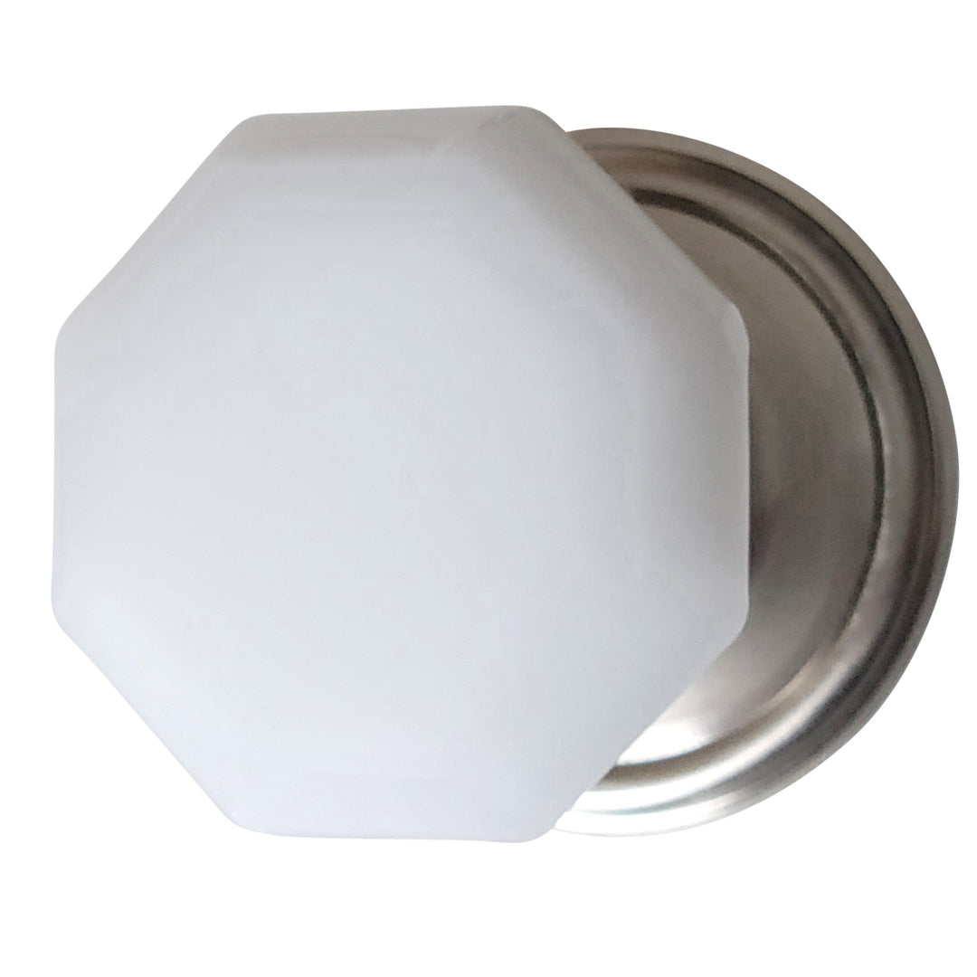 White Milk Glass Octagon Door Knob Set with Traditional Rosette (Several Finishes Available) COPPER MOUNTAIN HARDWARE