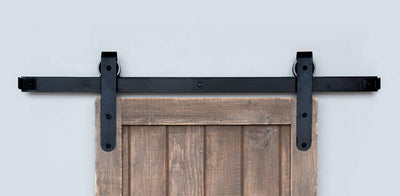 Barn Door Track System in Smooth Iron - Round End (Matte Black Finish)