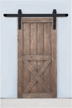 Barn Door Track System in Rough Iron Rounded Ends (Matte Black Finish)
