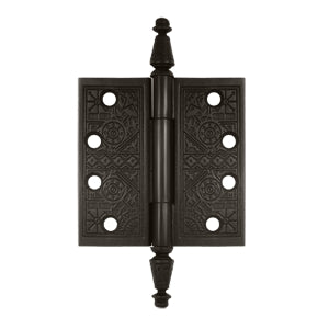 4 X 4 Inch Solid Brass Ornate Finial Style Hinge (Oil Rubbed Bronze)