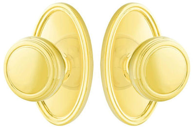 Solid Brass Norwich Door Knob Set With Oval Rosette