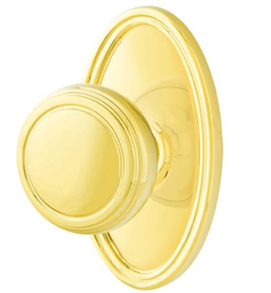 Solid Brass Norwich Door Knob Set With Oval Rosette